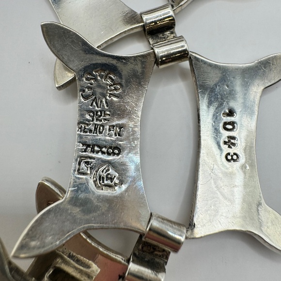 Vintage Taxco Mexican 925 Sterling inlaid with Abalone brutalist bracelet. - Picture 4 of 10